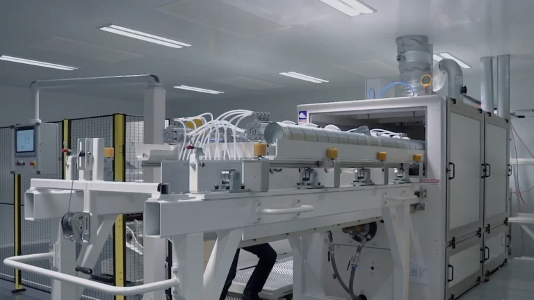 Industrial plasma treatment equipment in operation